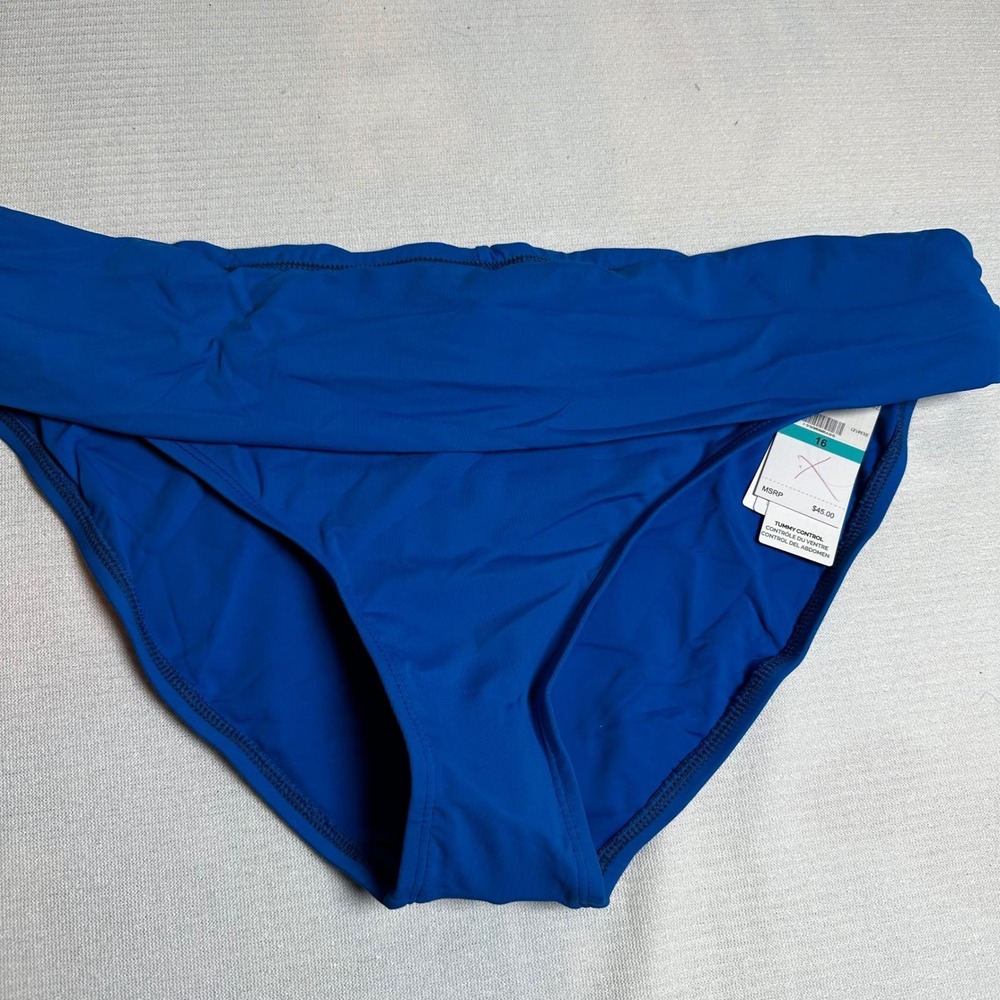 Jantzen Royal‎ Blue Tummy Control Hipster Swimsuit Bikini Bottoms Size 16 NWT